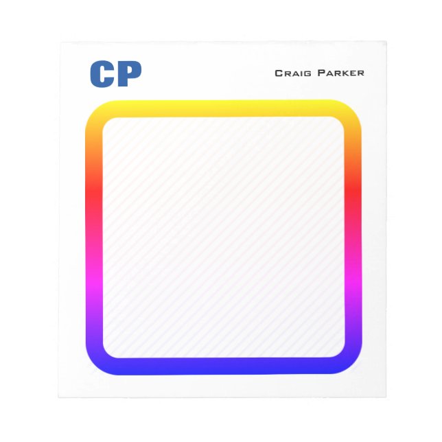 Bold Monogram Professional Plain Simple Minimalist Notepad (Front)