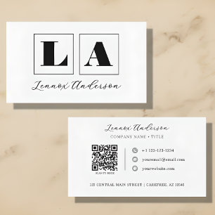Bold Monogram QR Code Company Business Card