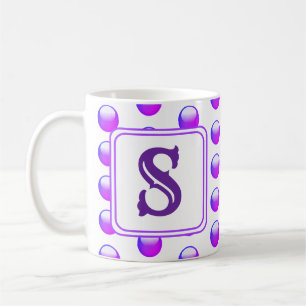 Bold Monogram Vibrant Purple Polka Dot Initial Coffee Mug