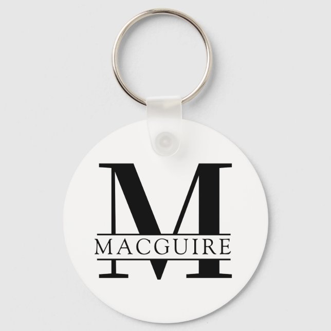 Bold Monogram with Name | White Key Ring (Front)