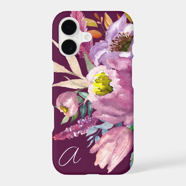 Bold Monogrammed Purple Wine Garden Floral  (Back)