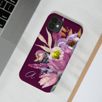 Bold Monogrammed Purple Wine Garden Floral