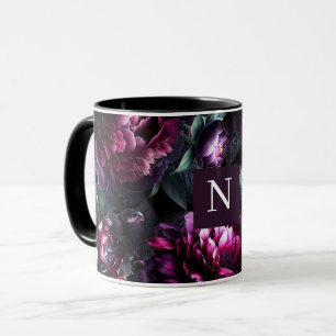 Bold Moody Flowers Black Enchanted Floral Garden Mug