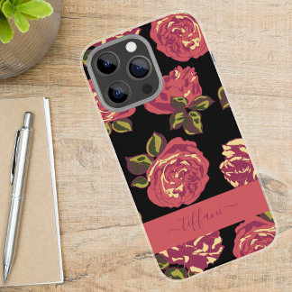 Bold Moody Girly Pink Roses in Bloom iPhone 16 Pro Max Case