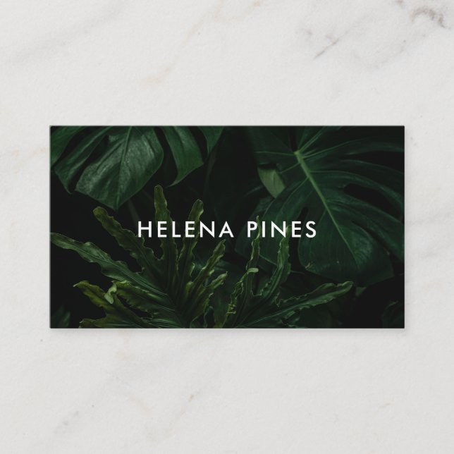 Bold moody Monstera leaves tropical greens Business Card (Front)