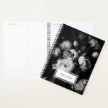 Bold Moody Painterly Flowers Black and White Planner<br><div class="desc">Bold moody painterly flowers black and white</div>