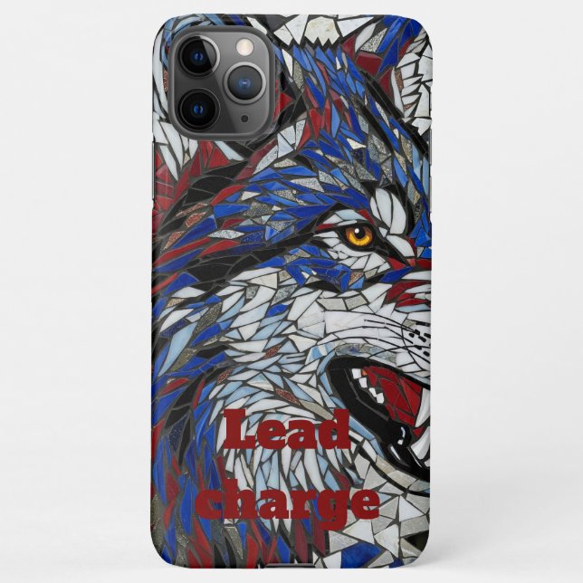 Bold Mosaic Wolf Lead The Charge iPhone Case (Back)