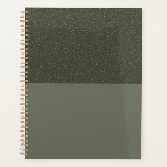 Bold Moss Green Textured Planner – Customisable (Front)