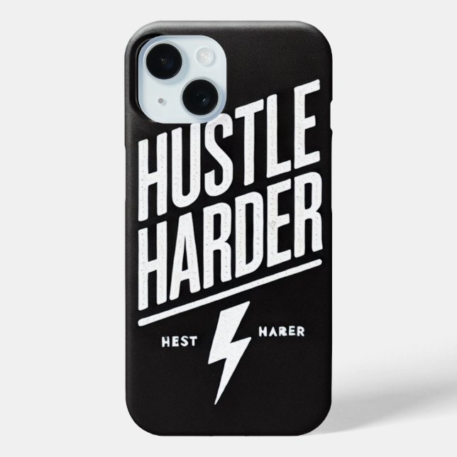 Bold Motivational Hustle Harder Black Case-Mate iPhone Case (Back)