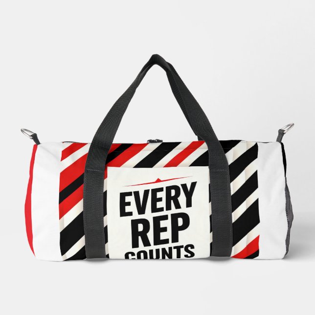 Bold Motivational Poster – “EVERY REP COUNTS” Duffle Bag (Front)