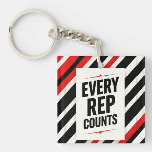 Bold Motivational Poster – “EVERY REP COUNTS” Key Ring