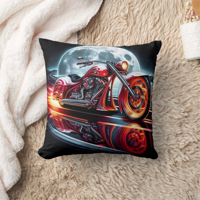 Bold motorcycle racing under a full moon cushion (Blanket)