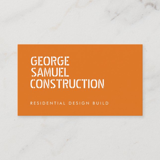 Bold Moulded Construction Business QR Code Orange Business Card (Front)