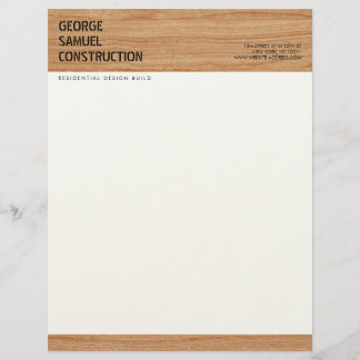 Bold Moulded Wood Texture Construction Business Custom Letterhead