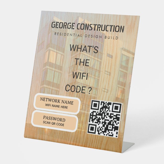 Bold Moulded Wooden Texture Construction Business Pedestal Sign (Front)