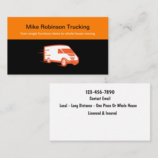 Bold Moving And Trucking Business Cards (Front/Back)