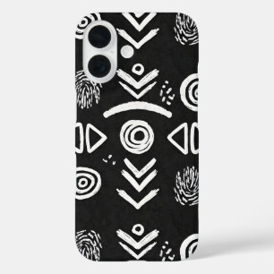 Bold Mud Cloth – Black & White Pattern iPhone 16 Case