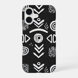 Bold Mud Cloth – Black & White Pattern iPhone 16 Case