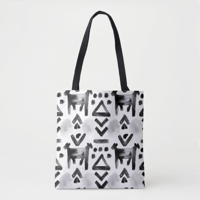 Bold Mud Cloth – Black & White Pattern Tote Bag (Front)