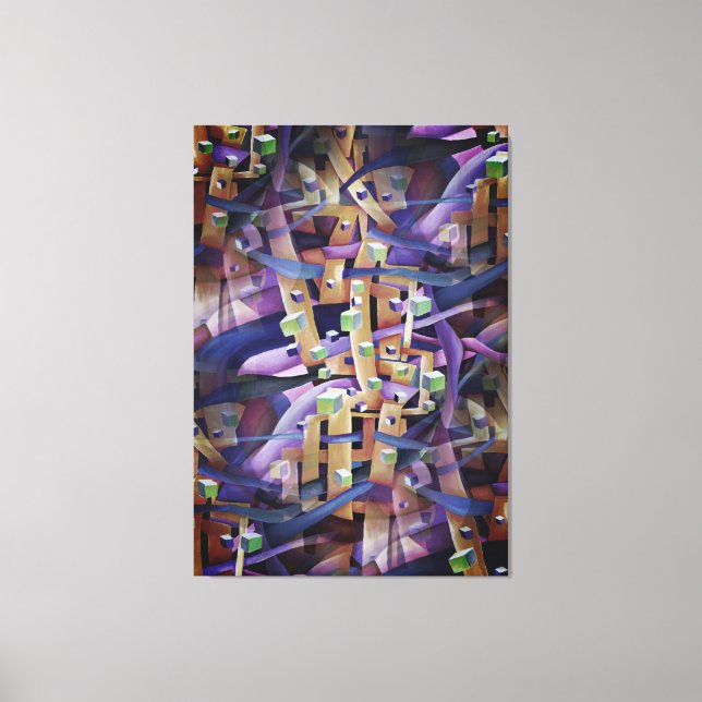 Bold Multicolored Flamboyant Geometric Abstract Canvas Print (Front)