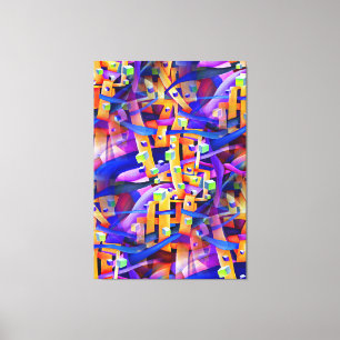 Bold Multicolored Flamboyant Geometric Abstract Canvas Print