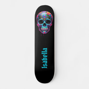 Bold Multicolored Sugar Skull Skateboard