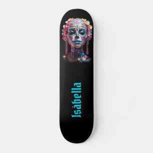 Bold Multicolored Sugar Skull  Skateboard