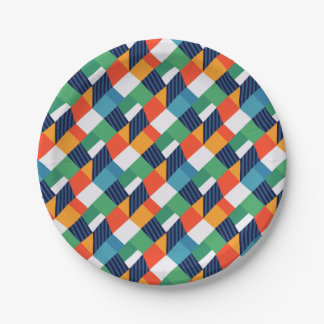 Bold Multicolour Geometric Abstract Paper Plate