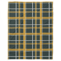 Bold Mustard Green Plaid Aesthetic Fleece