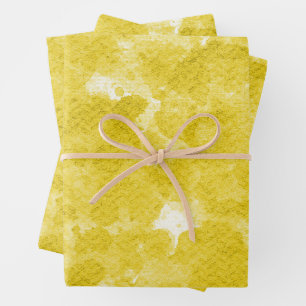 Bold Mustard Yellow Watercolor Texture Wrapping Paper Sheet