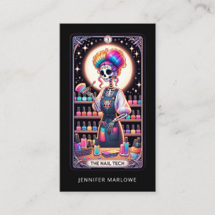 Bold Nail Tech Tarot Card Black Business Card