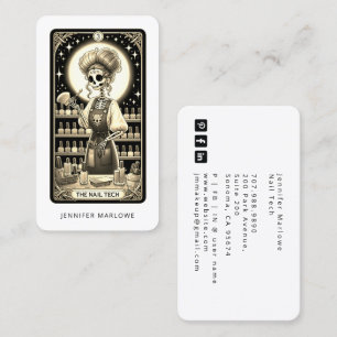 Bold Nail Tech Tarot Card Black Business Card