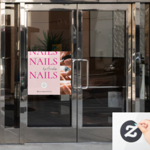 Bold Nails Blush Pink Logo Photo Makeup Studio Window Cling