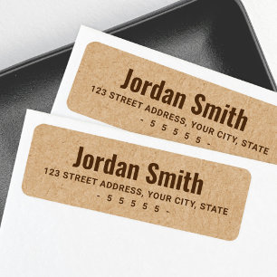 Bold name brown Kraft paper look return address