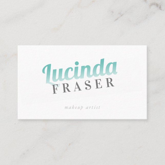 BOLD NAME FADE cool retro minimal jade green Business Card (Front)