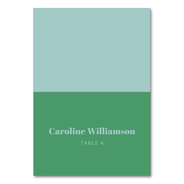 Bold Name Light Blue Green Custom Place Card (Front)