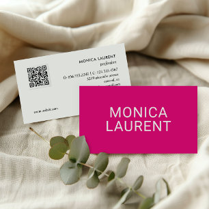 BOLD NAME QR CODE LOGO SOCIAL ICONS HOT PINK BUSINESS CARD