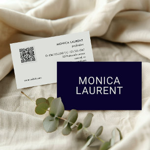 Bold Name QR CODE LOGO SOCIAL ICONS NAVY BLUE Business Card