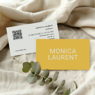 BOLD NAME QR CODE LOGO SOCIAL ICONS YELLOW BUSINESS CARD