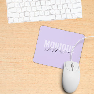 Bold Name Script Modern Lilac Lavender Monogram Mouse Mat
