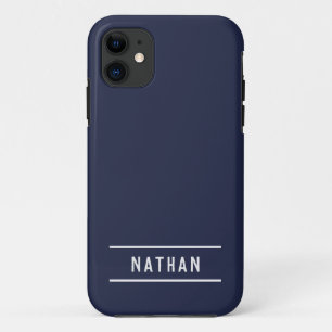 Bold Name   Simple Navy Blue iPhone 11 Case