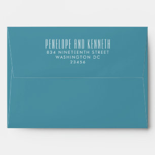 Bold Names Retro Typography Colourful Teal Wedding Envelope