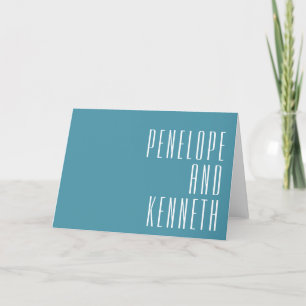 Bold Names Retro Typography Colourful Teal Wedding Thank You Card