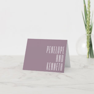 Bold Names Retro Typography Dusty Purple Wedding Thank You Card