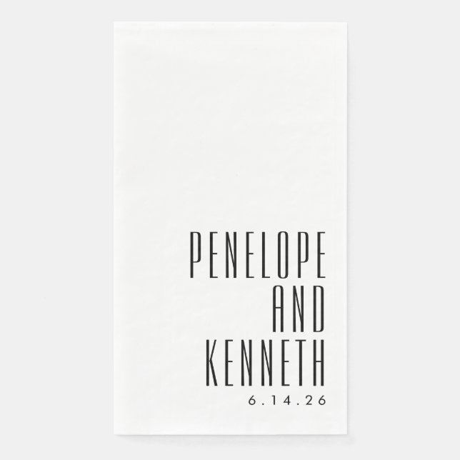 Bold Names Retro Typography Wedding Classic White Napkin (Front)