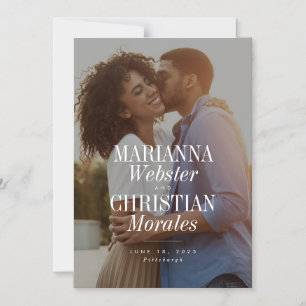 Bold names unique modern one photo save the date magnetic invitation