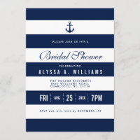 Bold Nautical Theme Bridal Shower Invitation