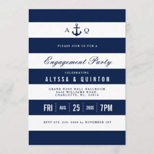 Bold Nautical Theme Engagement Party Invitation