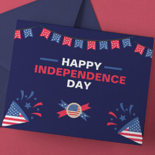 Bold Navy and Red Festive Patriotic  Postcard