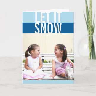 Bold navy blue colour stripe modern holiday photo card